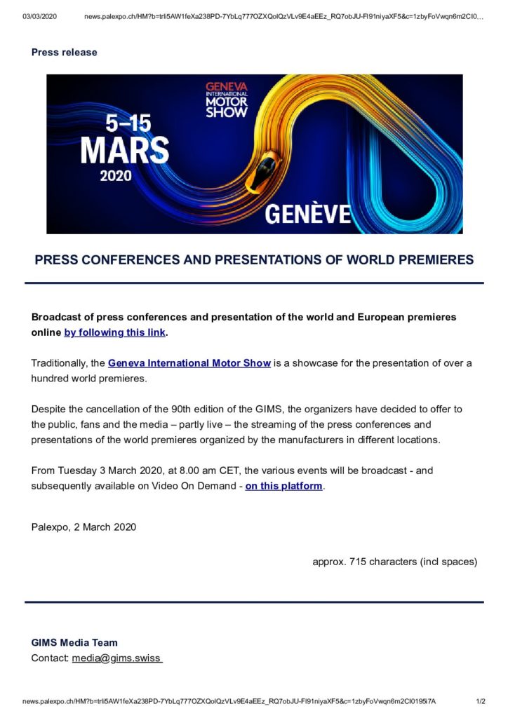 Press conferences and presentations of world premieres