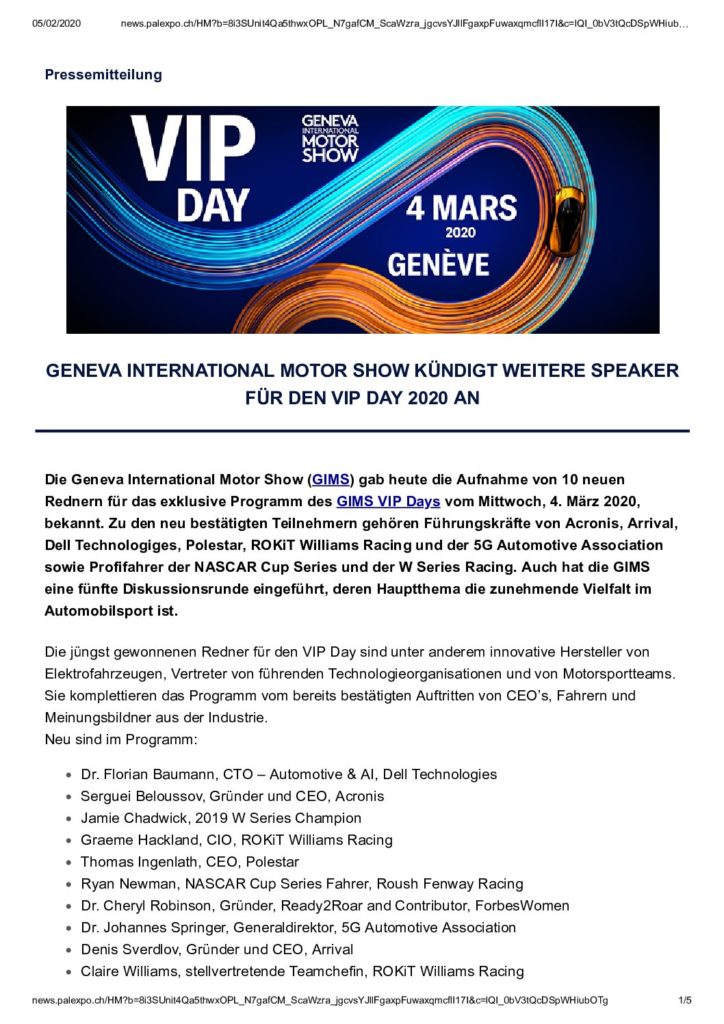 GIMS VIP Day – additional speakers announced