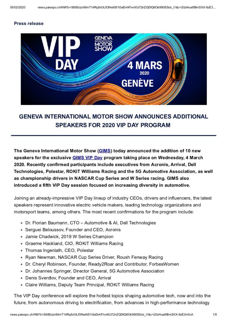 GIMS VIP Day – additional speakers announced