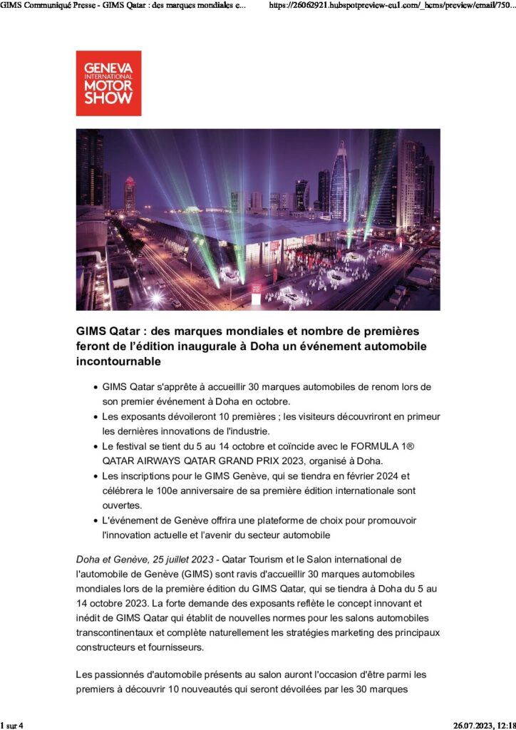 Communiqué de presse: Exposants GIMS Qatar 2023