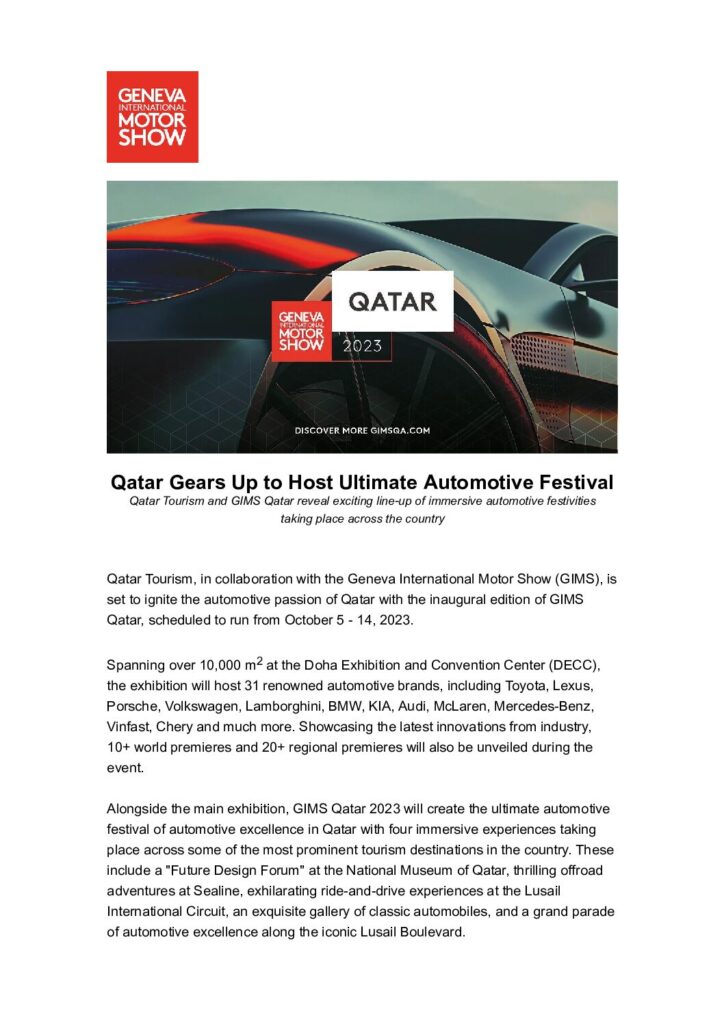 Press Release Qatar Tourism and GIMS announce the start of GIMS Qatar